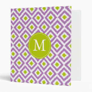 Classeur Motif Ikat de diamant vert violet monogramme