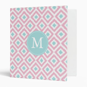 Classeur Motif Ikat de la menthe rose monogramme