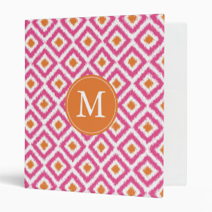 Classeur Motif Ikat Diamond Tangerine Rose Monogramme