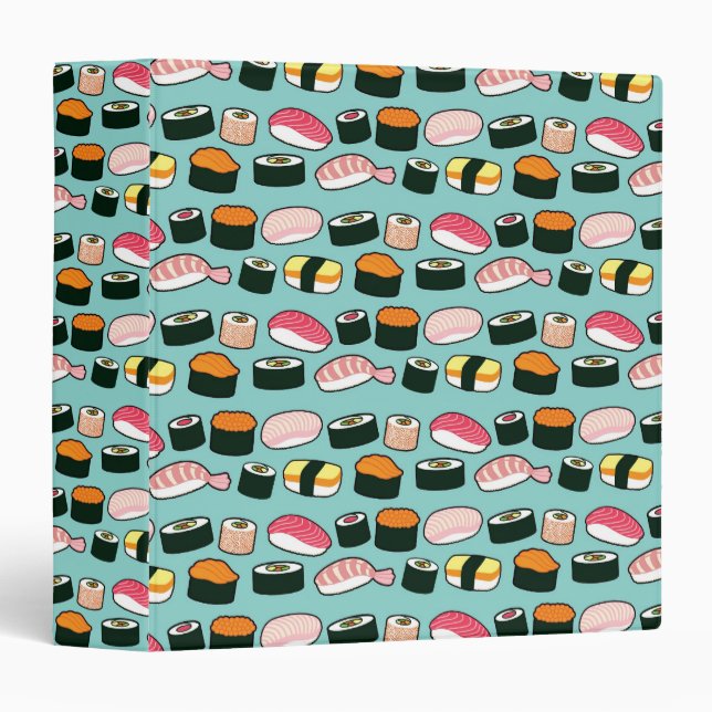Classeur Motif illustré par amusement délicieux de sushi (Devant/Côté)