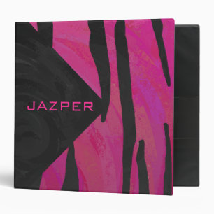 Classeur Motif imprimé tigre rose chaud et noir Monogram