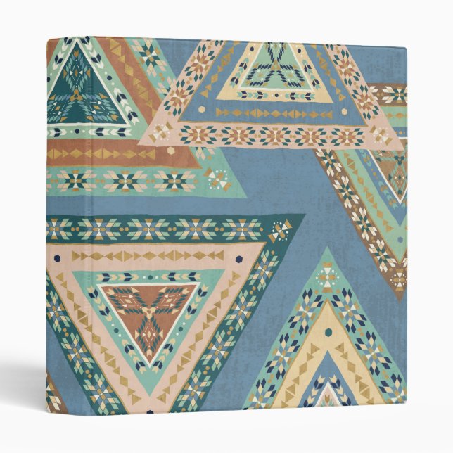Classeur Motif indien tribal | bleu extérieur de Geo X (Devant/Côté)