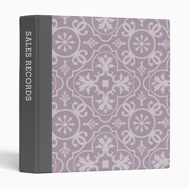 Classeur Motif Lilac Vintage et gris charbon - Personnalisé (Devant/Côté)