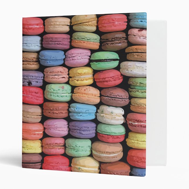 Classeur Motif Macaron français coloré (Devant/intérieur)