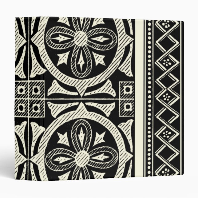 Classeur Motif Mandala noir et blanc par Vision Studio (Devant/Côté)
