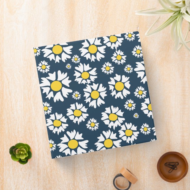 Classeur Motif marguerrier, motif floral, marguerites blanc (In Situ)