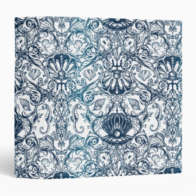 Classeur Motif marin vintage (Devant/Côté)