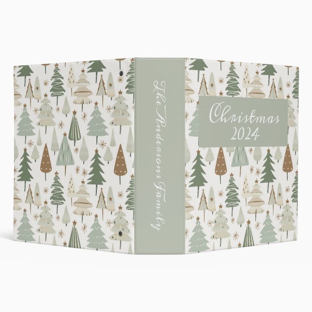 Classeur Motif marron des arbres de Noël modernes (Arrière-plan)