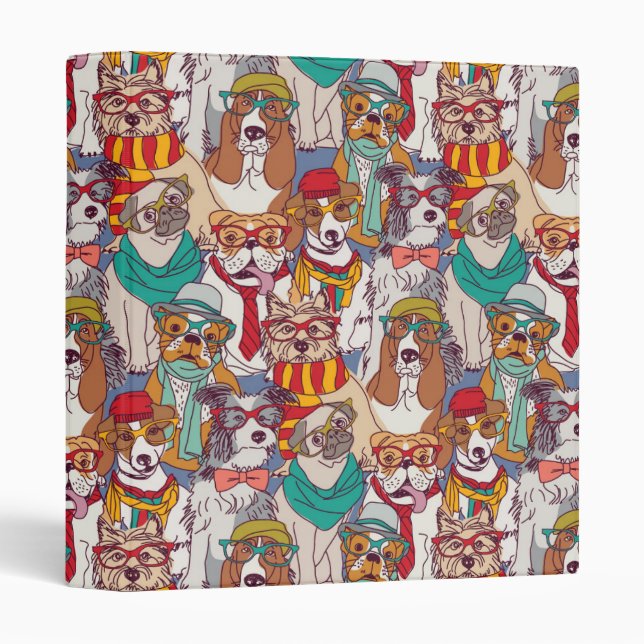Classeur Motif mignon de mode de chiot (Devant/Côté)