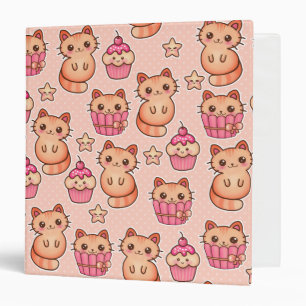 Classeur Motif mignon de rose de chats et de petits gâteau
