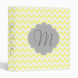 Classeur Motif Monogramme de Chevron jaune clair et gris