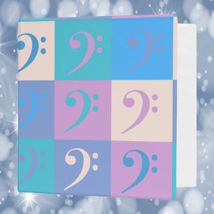 Classeur Motif musical de clé de fa pastel
