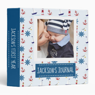 Classeur Motif nautique photo personnalisée bébé