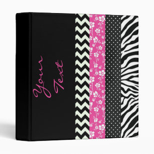 Classeur Motif noir/blanc avec pop rose