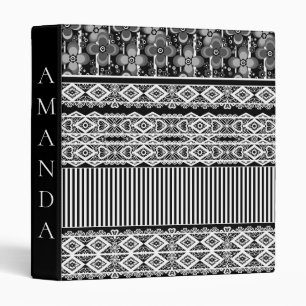 Classeur Motif noir et blanc avec dentelle et patchwork