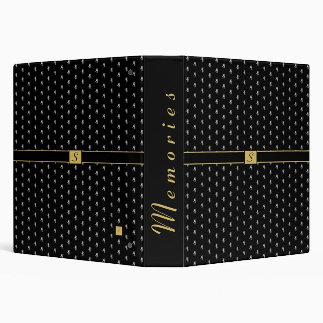 Classeur Motif noir et blanc classique Monogramme 3 R (Arrière-plan)