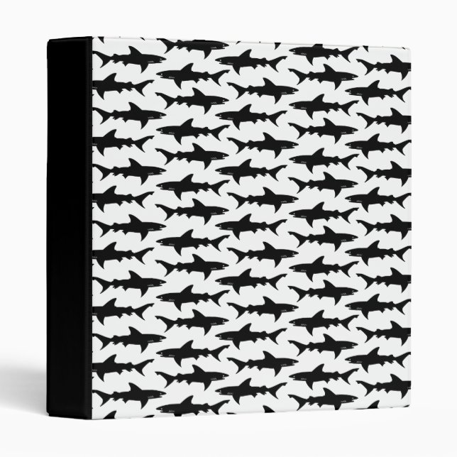 Classeur Motif noir et blanc de requins d'attaque de requin (Devant/Côté)