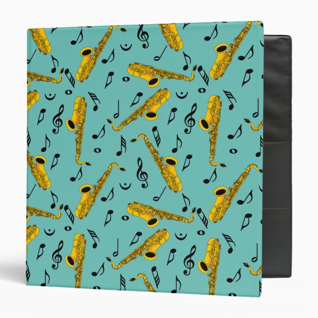 Classeur Motif note musique saxophone (Devant/Intérieur)