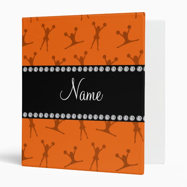 Classeur Motif orange nommé personnalisé de pom-pom girl (Devant/intérieur)