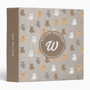 Classeur Motif Ours mou Monogramme initial Album bébé