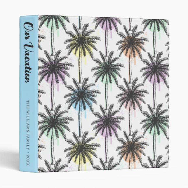 Classeur Motif Paint Drop Palm Tree | Nos vacances (Devant/Côté)