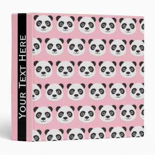 Classeur Motif Panda noir et blanc rose