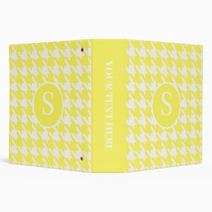 Classeur Motif pied-de-poule classique jaune citron et blan