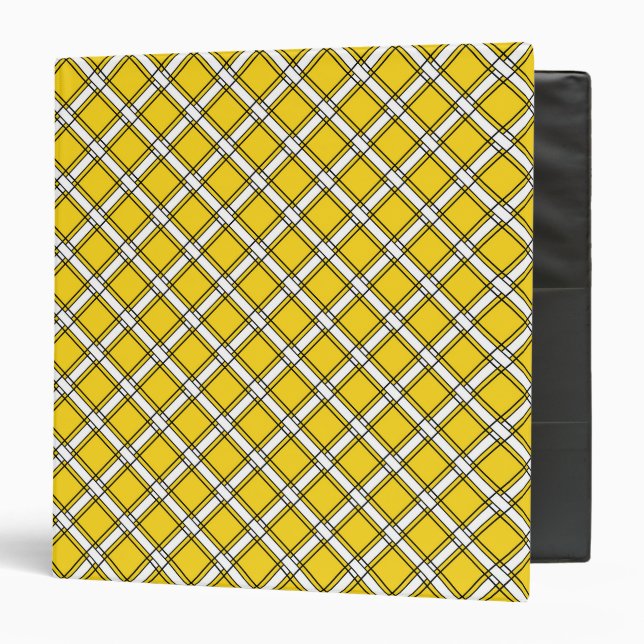 Classeur Motif plaid jaune et blanc (Devant/Intérieur)