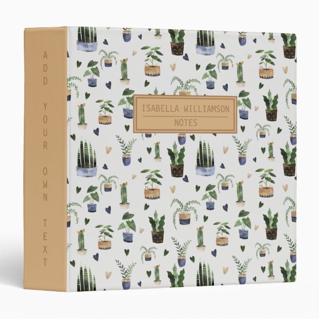 Classeur Motif Plante Poted Boho Personnalisé (Devant/Côté)