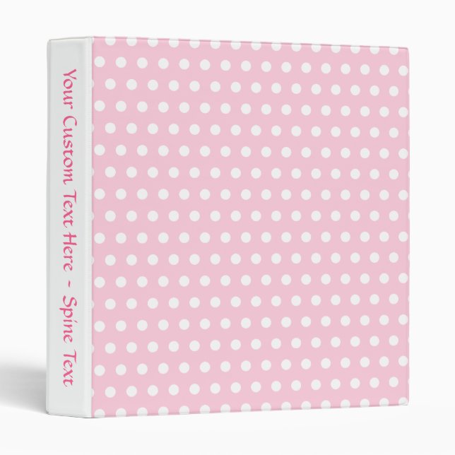 Classeur Motif Pois rose et blanc. (Devant/Côté)