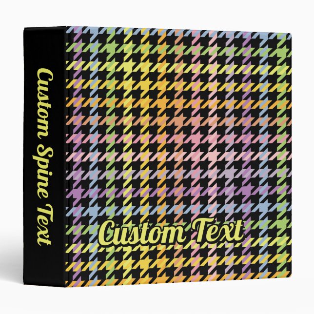 Classeur Motif Rainbow Houndstooth (Devant/Côté)