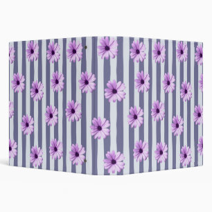 Classeur motif rayé avec des pâquerettes violettes