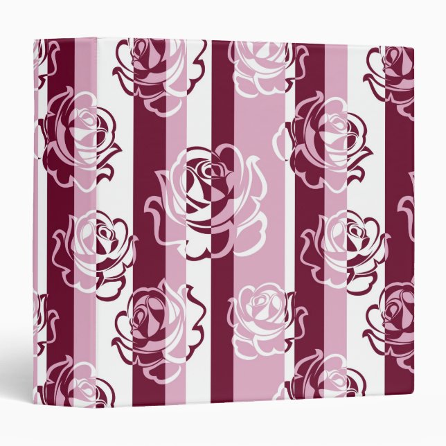 Classeur Motif rayé avec des roses (Devant/Côté)