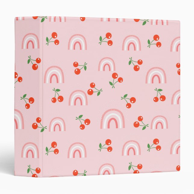 Classeur Motif rose arc-en-ciel cerise (Devant/Côté)