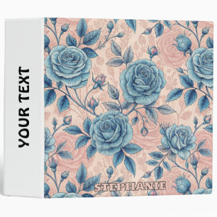 Classeur Motif Rose bleu rétro sur Arrière - plan rose doux