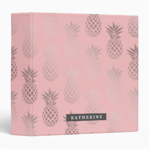 Classeur Motif rose d'ananas de rose d'or de faux élégant