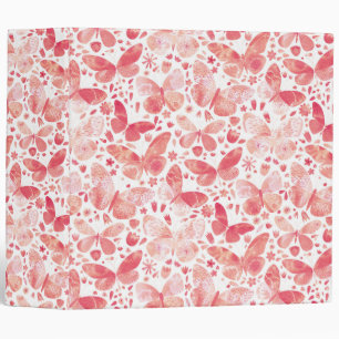 Classeur Motif rose papillon aquarelle