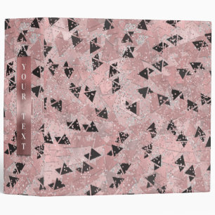 Classeur Motif Rose rose or et triangles noir