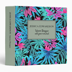 Classeur Motif rose tropical de feuille d'aquarelle moderne