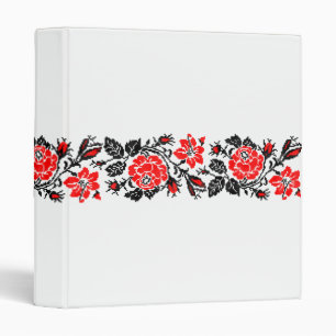 Classeur Motif russe de noir de point de croix rouge de