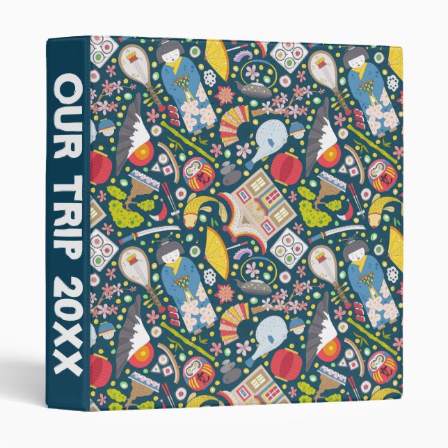 Classeur Motif sans couture japonais (Devant/Côté)