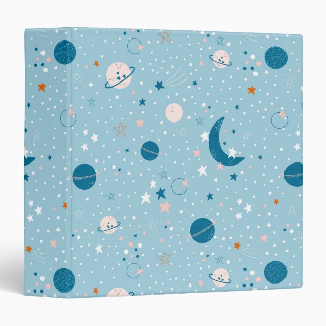 Classeur Motif Sky & Space bleu (Devant/Côté)