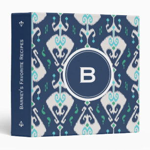 Classeur Motif tribal d'ikat turquoise moderne chic de bleu