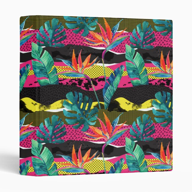 Classeur Motif tropical abstrait de texture de néon (Devant/Côté)