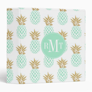 Classeur Motif tropical d'ananas d'or élégant de faux