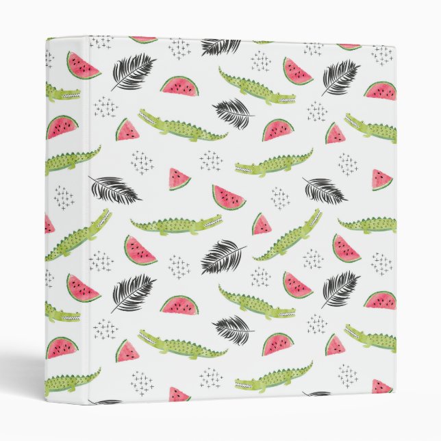 Classeur Motif tropical de pastèque et de crocodile (Devant/Côté)