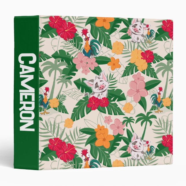 Classeur Motif tropical de Pua et Heihei (Devant/Côté)