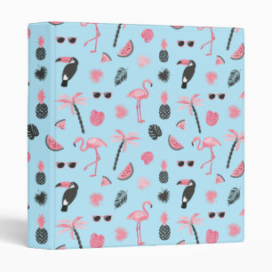 Classeur Motif tropical d'été rose et bleu
