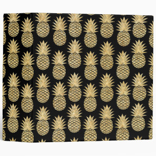 Classeur Motif tropical élégant d'ananas de noir et d'or