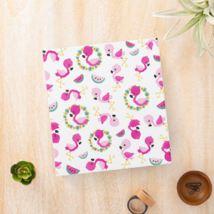Classeur Motif tropical, Flamants roses, pastèques, Fleurs